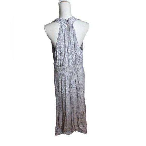 Anthropologie Marfa Grey Snake Print V-neck Belted Faux Wrap Maxi Dress 14 - Picture 4 of 9